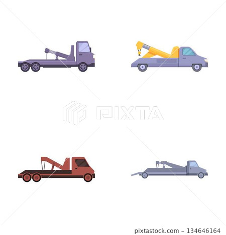 Set of flat design tow trucks Set of flat design tow trucks 134646164
