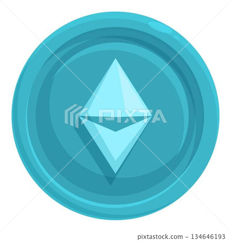 Ethereum cryptocurrency coin showing the digital currency Ethereum cryptocurrency coin showing the digital currency 134646193