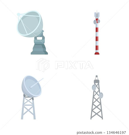 Set of satellite and communication tower icons 134646197