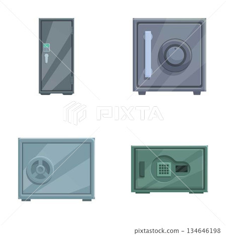 Set of various isolated safes icons 134646198