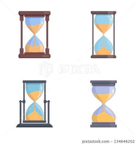 Set of four flat style hourglass icons 134646202