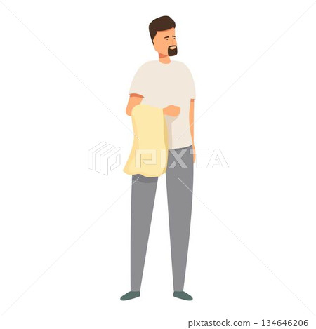 Man holding towel after showering is drying himself Man holding towel after showering is drying himself 134646206