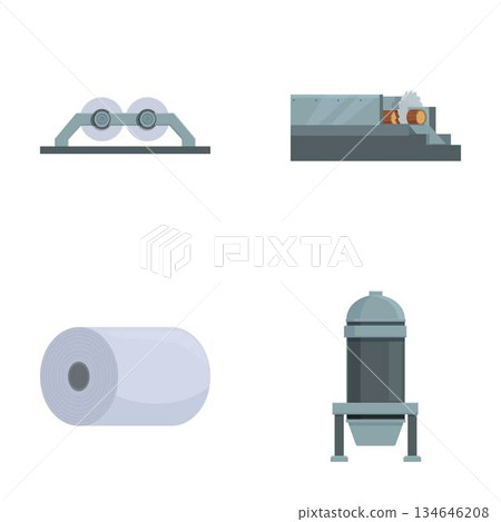 Set of industrial equipment and machinery icons Set of industrial equipment and machinery icons 134646208