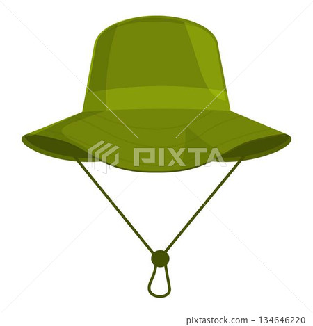 Green bucket hat with chin strap protecting from sun Green bucket hat with chin strap protecting from sun 134646220