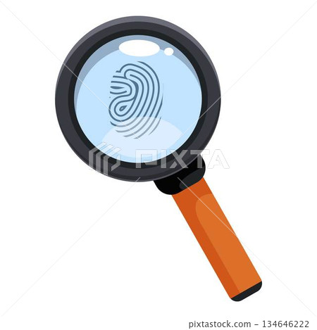Magnifying glass showing a fingerprint under it Magnifying glass showing a fingerprint under it 134646222