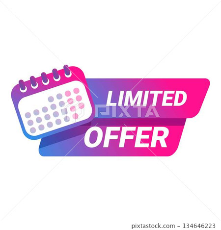 Calendar showing limited offer with pink and purple gradient Calendar showing limited offer with pink and purple gradient 134646223