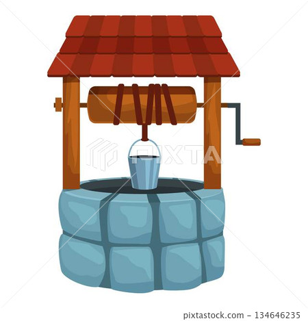Cartoon well is waiting for someone to draw fresh water 134646235