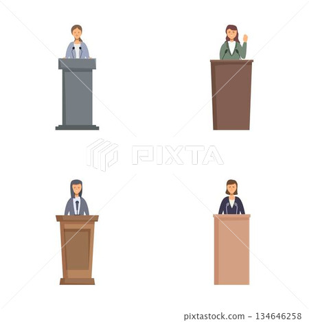 Diverse set of business people public speaking Diverse set of business people public speaking 134646258