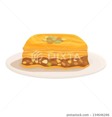 Delicious baklava piece lying on plate Delicious baklava piece lying on plate 134646266