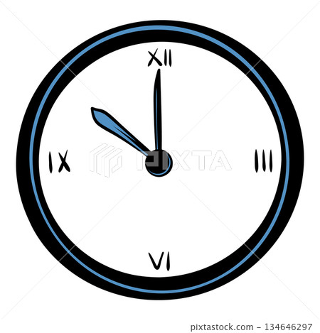 Clock showing five o'clock on white background Clock showing five o'clock on white background 134646297