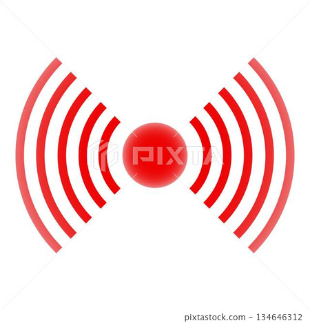 Red pain symbol radiating waves of discomfort 134646312