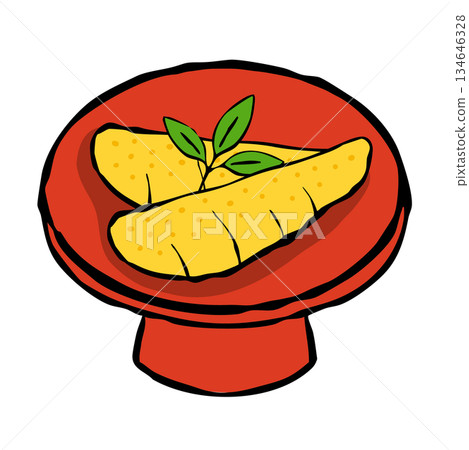 Ingredients illustration_herring roe_decorative leaves 134646328