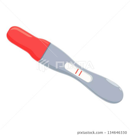 Positive pregnancy test showing two red lines confirming pregnancy 134646330