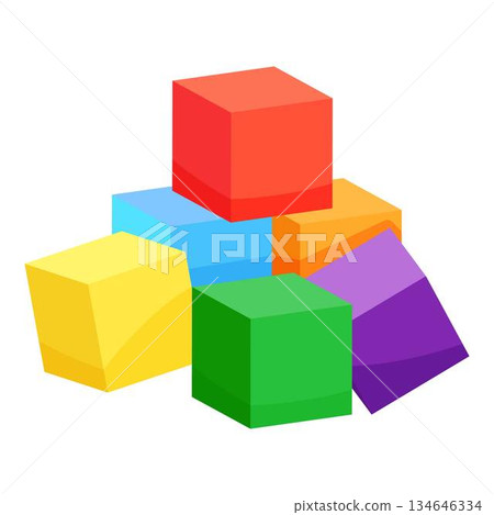 Colorful 3d geometric blocks isolated Colorful 3d geometric blocks isolated 134646334