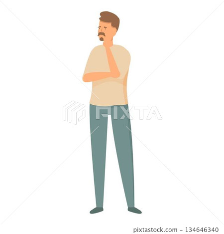 Man is pondering, touching his chin thoughtfully while making a decision Man is pondering, touching his chin thoughtfully while making a decision 134646340