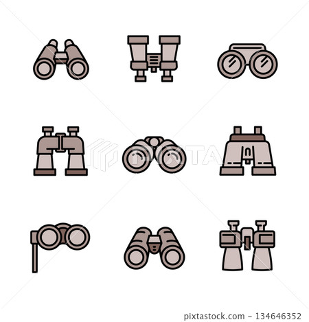 Binoculars icons set, outline style 134646352