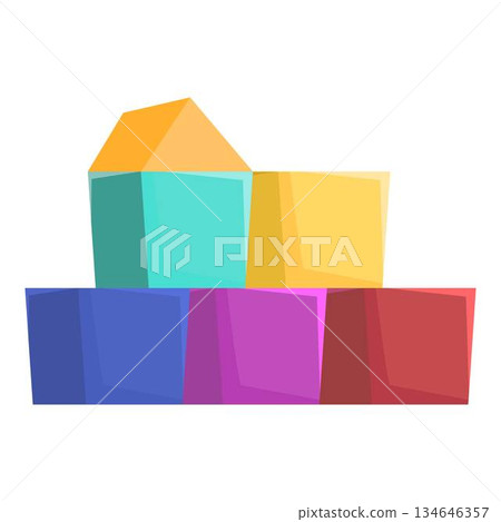 Colorful toy blocks creating imaginary house Colorful toy blocks creating imaginary house 134646357