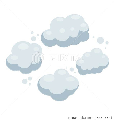 Cartoon clouds floating in the sky creating a peaceful atmosphere 134646381