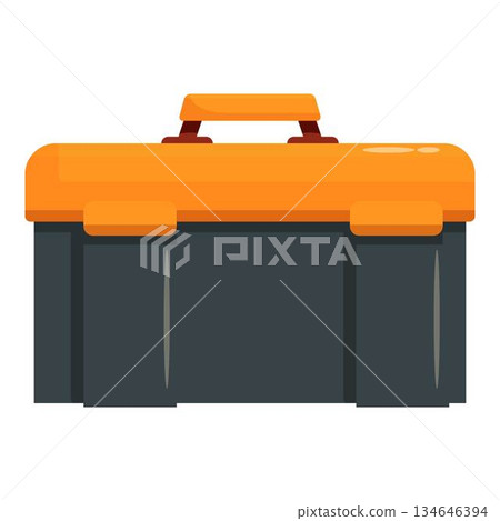 Closed plastic toolbox is waiting for hard work in garage Closed plastic toolbox is waiting for hard work in garage 134646394