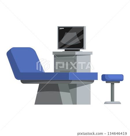 Medical ultrasound machine displaying fetus image in clinic room 134646419