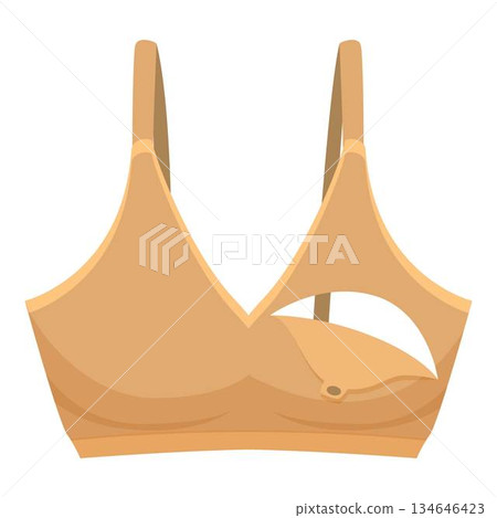 Beige nursing bra for breastfeeding mothers providing comfort and support Beige nursing bra for breastfeeding mothers providing comfort and support 134646423