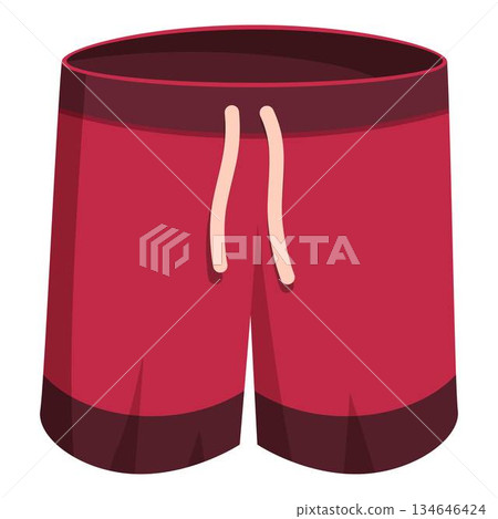 Red shorts with drawstring isolated on white background 134646424