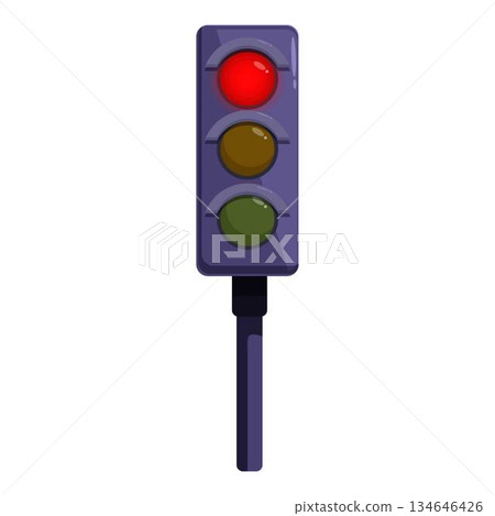 Red traffic light showing stop signal for cars Red traffic light showing stop signal for cars 134646426