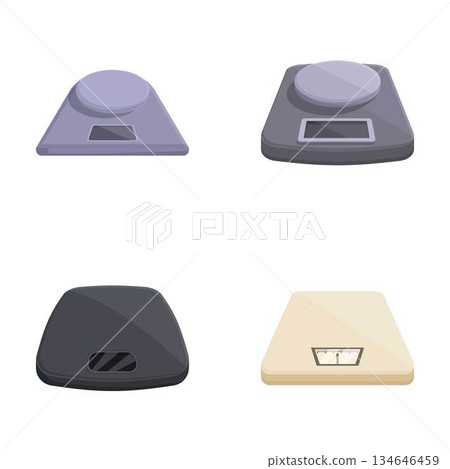 Set of modern digital scales icons 134646459