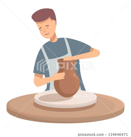 Potter shaping clay on wheel Potter shaping clay on wheel 134646471