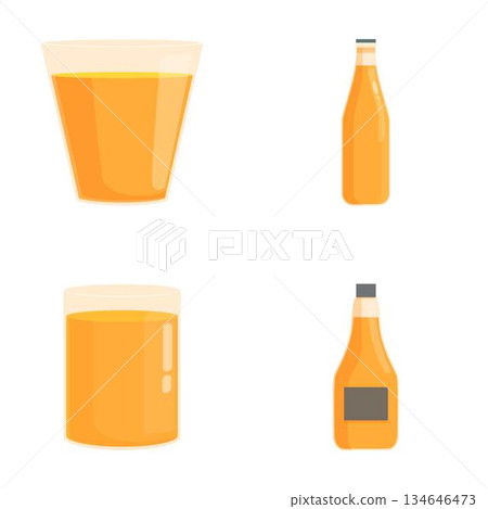 Assorted orange juice containers vector set 134646473