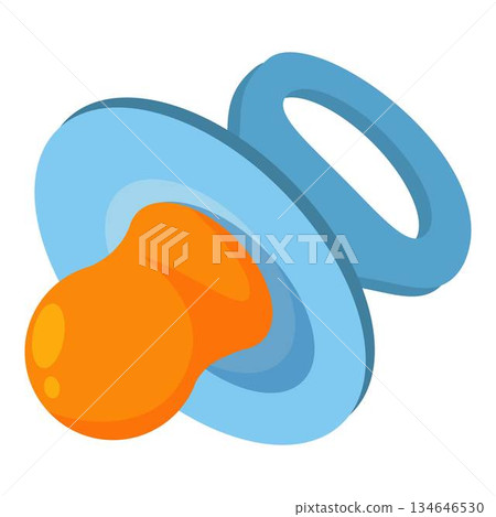 Orange and blue baby pacifier providing comfort and soothing Orange and blue baby pacifier providing comfort and soothing 134646530