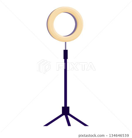Ring light standing on tripod for content creation and lighting 134646539