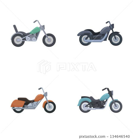 Set of modern motorcycles vector illustration 134646540