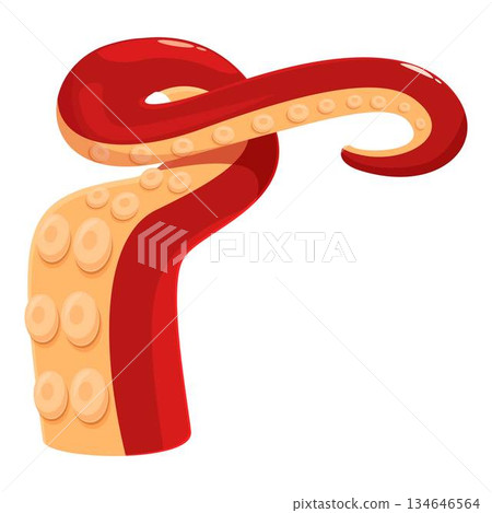 Red octopus tentacle curling in dynamic pose 134646564
