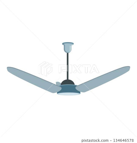 Modern ceiling fan rotating and providing cooling airflow 134646578