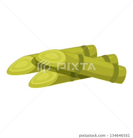 Three sugarcane stalks lying on top of each other Three sugarcane stalks lying on top of each other 134646581