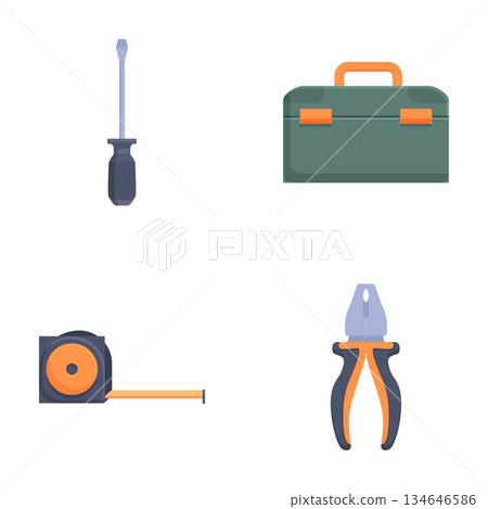 Set of vector icons representing tools Set of vector icons representing tools 134646586