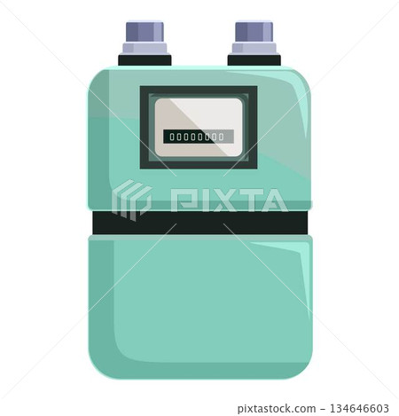 Green gas meter measuring gas consumption 134646603