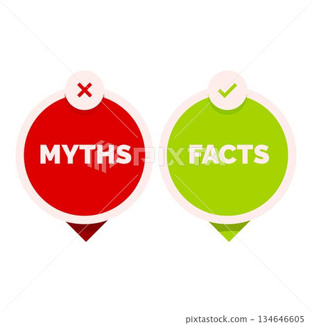 Myths versus facts red and green check mark icons Myths versus facts red and green check mark icons 134646605