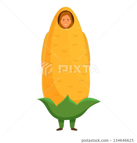 Promoter wearing corncob costume promoting healthy eating habits 134646625