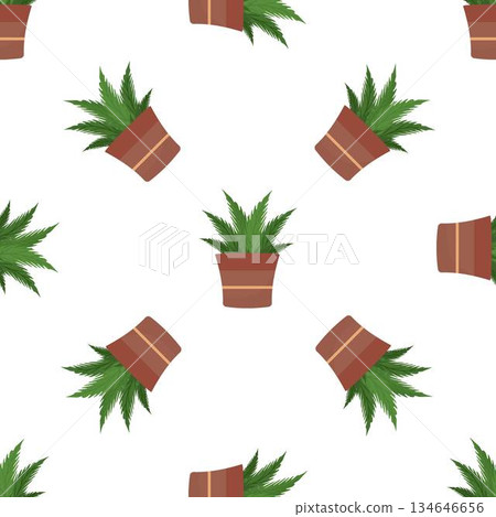Seamless pattern of potted plants creating a vibrant green atmosphere Seamless pattern of potted plants creating a vibrant green atmosphere 134646656