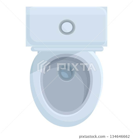 White ceramic toilet bowl with a closed lid in top view White ceramic toilet bowl with a closed lid in top view 134646662