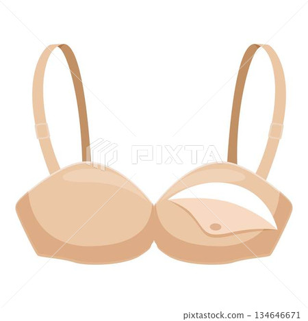 Beige nursing bra for breastfeeding mothers, supporting comfort and functionality 134646671