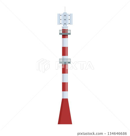Vector graphic of a stylized red and white communication tower isolated on a white background 134646686