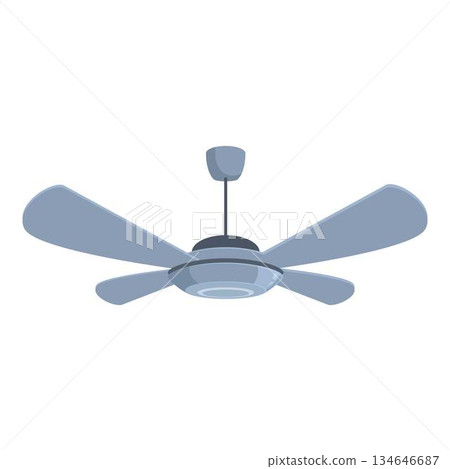 Modern ceiling fan rotating and providing cooling airflow 134646687