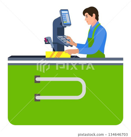 Cashier man icon, flat style 134646703
