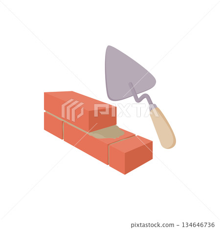 Brickwork and building trowel icon 134646736