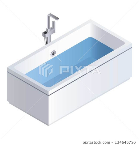 Full water bathtub icon, isometric style Full water bathtub icon, isometric style 134646750