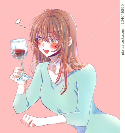 Smiling woman drinking wine 134646899