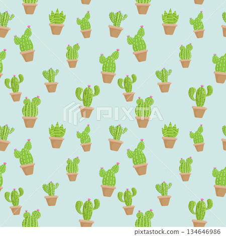 cute cactus seamless pattern decoration element flat design 134646986